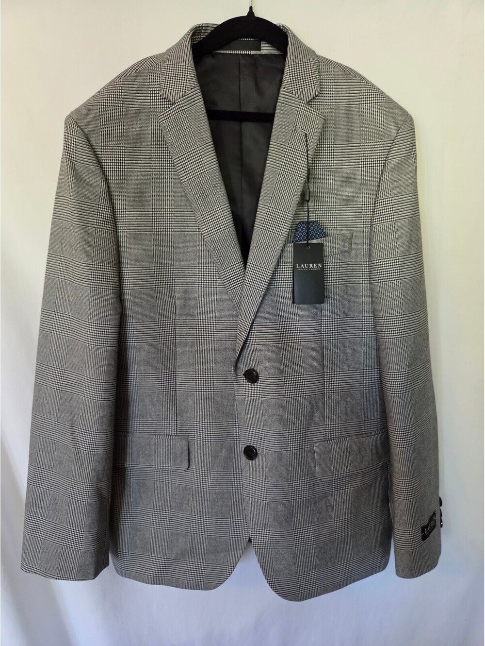 Lauren Ralph Lauren Boys Bloxbury Plaid Blazer Black White 18R NWT
